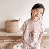 儿童韩版麻棉数码印花短袖T恤夏季款男女童打底衫女宝宝卡通上衣