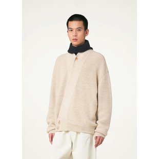 欧洲直邮lemaire男士羊毛乳白色，高领斜襟宽松长袖，款裹身开衫毛衣