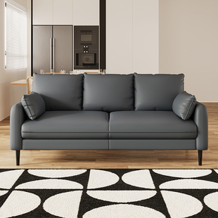 猫爪皮小户型沙发2023客厅卧室公寓小尺寸黑色小型皮艺2米3人
