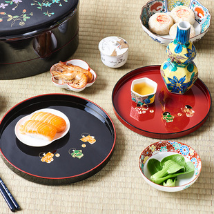 日本进口中常漆工日式托盘咖啡，盘茶道盘，果盘点心盘礼盒