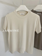 jasmine2023秋季通勤简约百搭纯色，磨毛t恤女短袖，内搭休闲上衣2358