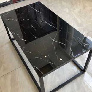现代简约美式透明茶几钢化玻璃长方形铁艺北欧个性创意小户型桌子