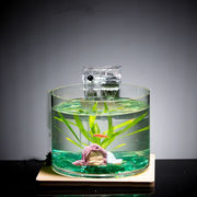 洛鲁圆柱大型玻璃鱼缸客厅直筒水培金鱼缸乌龟缸造景水族箱过