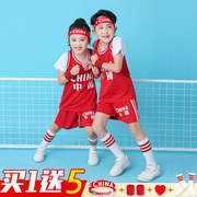 短袖儿童篮球服套装夏男童(夏男童，)科比24号假两件球衣女训练队服定制