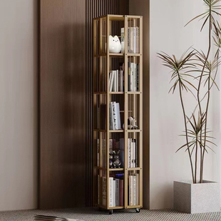 旋转书架家用客厅，可移动多层置物架非实木省空间，收纳神器简易书柜