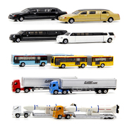 仿真合金车模加长林肯悍马，巴士货柜平板运输车，儿童小汽车模型玩具