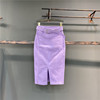 紫色半身裙2024春季韩版中长款高腰包臀裙开叉一步裙牛仔长裙