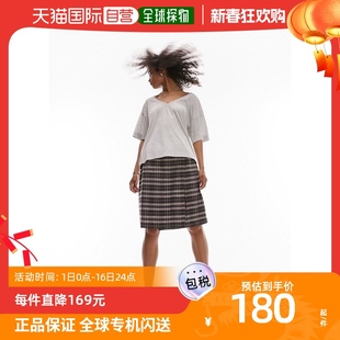 香港直邮潮奢 Topshop 女士 premium 基础款宽松型V领T恤(灰色)
