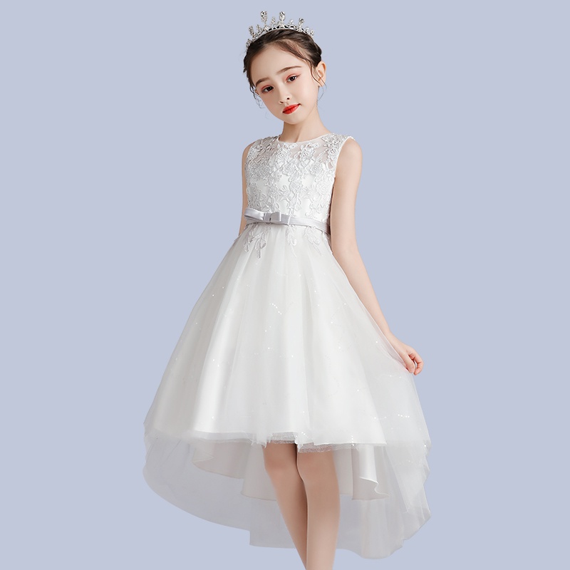 花童礼服婚礼小女孩白色燕尾婚纱公主裙男女童钢琴小主持西服套装