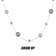 GROWUP原创设计亚麻灰珍珠毛衣链长款项链轻奢高光正圆配饰