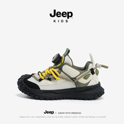 jeep男童鞋子春夏，网面运动鞋2024透气软底，鞋子防滑女童跑步鞋