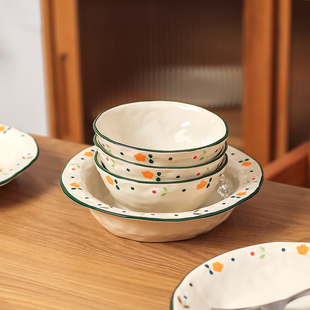 川岛屋日式陶瓷盘子菜盘家用特别好看的餐盘，高级感饭碗碟餐具套装
