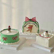 ins风圣诞节蛋糕装饰手绘芭蕾舞熊鱼尾纱蝴蝶结丝带小熊蜡烛插件