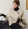 韩国daba羊毛呢双面绒，大衣女优雅气质蝙蝠，袖斗篷披肩短款外套