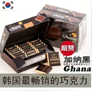  韩国第一品牌 LOTTE乐天加纳纯黑巧克力90g(120)18枚盒装