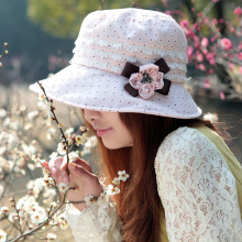 Siggi 帽子 女 夏天遮阳帽韩版帽子女春秋田园清纯蕾丝滚边贝雷帽