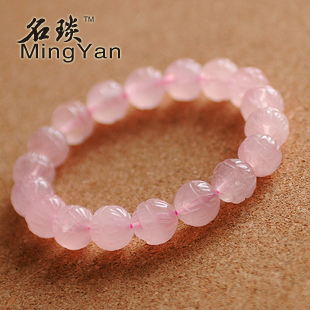  名琰 天然水晶  粉晶莲花手链10mm 爱的宣言