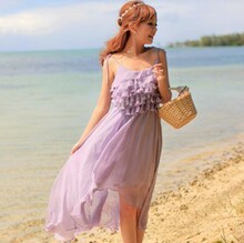 淘宝网中长裙子 吊带裙 夏季飘逸花边长裙 2012夏装无袖新款连衣裙淑女