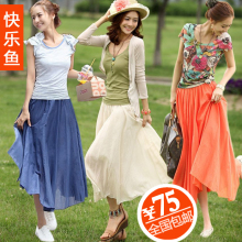 2012夏新款波西米亚半身裙田园仙女裙糖果色大摆裙沙滩裙长裙包邮