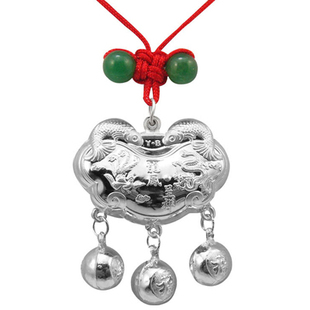  宝宝千足银长命锁 手镯子 999纯银饰品 龙凤银锁 婴儿周岁礼物