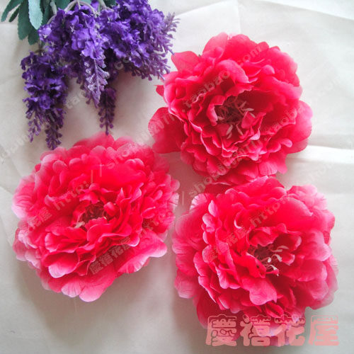 特价牡丹花头 仿真牡丹花朵 DIY头饰 新娘头花假花牡丹花头(玫红)