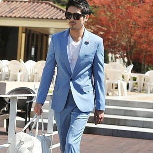  韩国代购男装西装夏新款潮男士修身型时尚休闲韩版西服套装