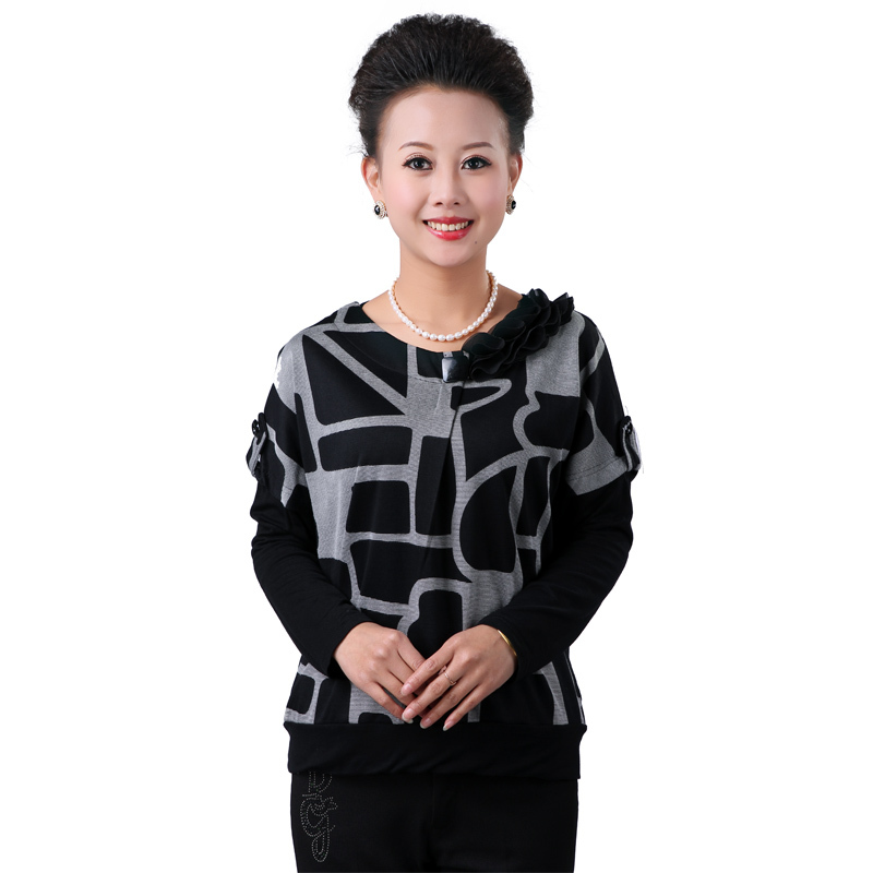 中老年女装秋装 长袖 大码T恤 时尚妈妈装中年女装假两件 中老年女装秋装 长袖 大码T恤 时尚妈妈装中年女装假两件