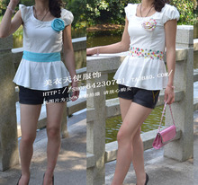 2012夏装新款LANTIER专柜正品12028淑女阿依莲风甜美中长衬衣衬衫