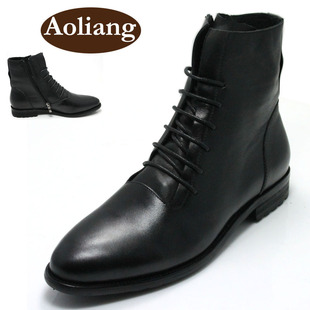  冬季新款男靴 肯狄雅正品休闲短靴 冬季系带户外靴真皮军靴