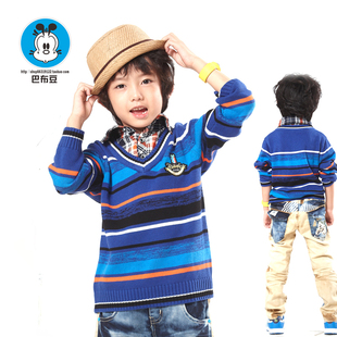  巴布豆童装 秋装新款男童毛衣针织衫 韩版儿童秋装 中童 大童