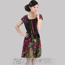 2012夏季新款 100%桑蚕丝真丝香云纱 时尚白领系腰带连衣裙