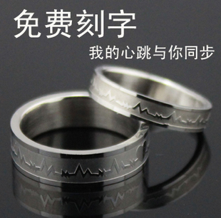  心跳钛钢戒指 韩版 潮人 女 男士 情侣戒指 免费刻 批发4