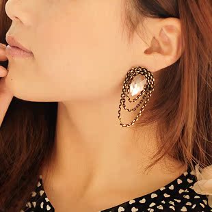  名朵饰品 橙钻魅力 韩版可爱水晶韩国耳钉耳环耳饰 无耳洞耳夹女