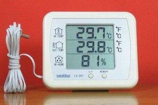 正品 朗迪信LS-207 电子温湿度计\温度计\显示室内外温度