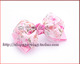韩国进口儿童饰品 粉红纱质碎花双层蝴蝶结顶夹