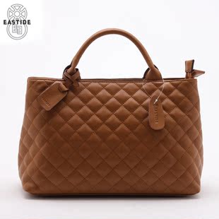  eastide欧美潮女复古包包 黑色休闲菱格纹女包冬季大包女士手提包
