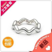 [Simple] TIFFANY 925 de plata al corazón si la calidad de onda individuales de agua romántico anillo de cierre / de la cola de anillo