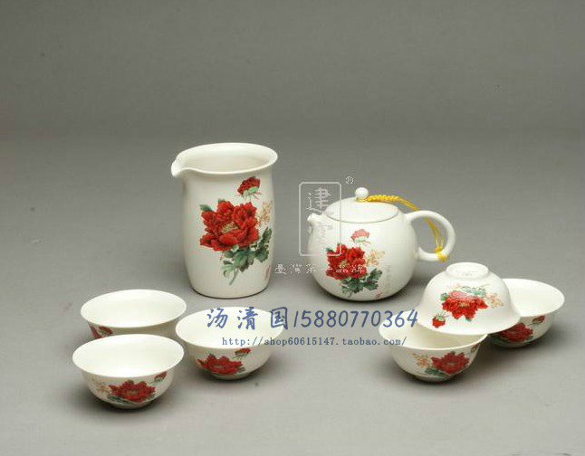 台湾建窑茶具 陶瓷器功夫茶具套装 定窑白富贵牡丹九件茶海组在类目 餐饮具, 茶具, 整套茶具中 - 来自Buy2taobao.com提供专业的淘宝代购服务