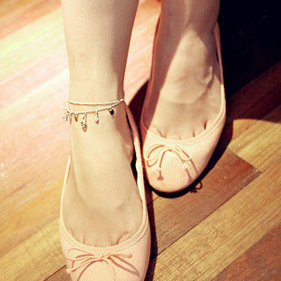 Multilayer drill double a ball ornament bells flower anklet female Korean American vintage fashion red rope new