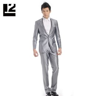  利郎L2正品西装 商务修身西服结婚礼服银灰色西装含西裤原价1399