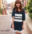 CICI-SHOP 子萱2010 秋 新 韩版日系圆领蕾丝花边连衣裙7A023