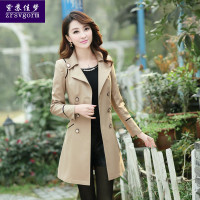 风衣女款2014新款休闲<em>女外套春秋</em>中<em>长款</em>双排