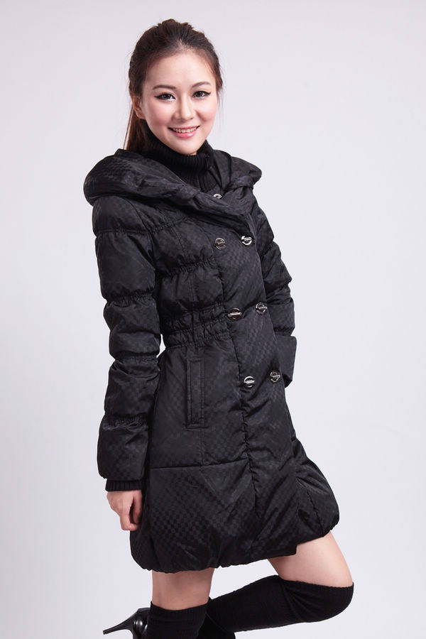 清仓特价包邮2011ES艾格/<span class=H>etam</span>升极版中长款女式羽绒服修身双排扣