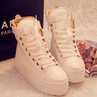  张小笨最爱 秋季厚底鞋帆布鞋松糕鞋休闲增高帮鞋潮鞋女鞋子