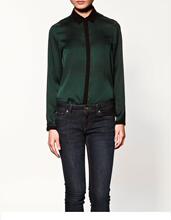 ZARA 2012春夏新款非专柜代购 复古墨绿色衬衫 女士衬衣