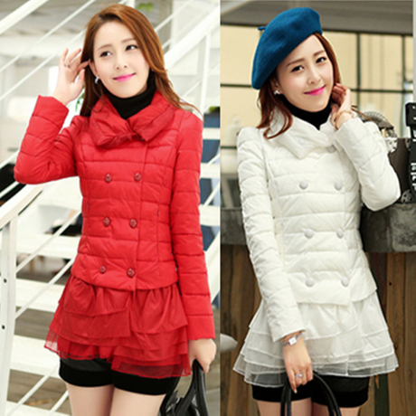 <em>女士棉服</em>秋冬 2013新款韩版修身中款羽绒棉衣