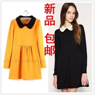 包邮2011秋冬新款欧美松紧腰长袖泡泡袖娃娃领糖果<span class=H>连衣裙</span>打底衫裙