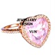 彩色宝石戒指粉色心型刻面切割