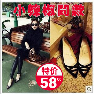  春新款英伦复古浅口女鞋欧美绒面中跟鞋尖头粗跟单鞋子