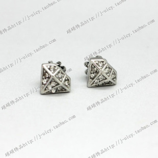  正品 Juicy Couture 耳钉 橘滋JC 925纯银针 钻石形耳钉